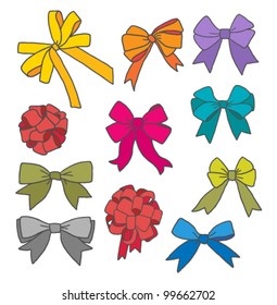 big set of ribbon bows in different bright colors