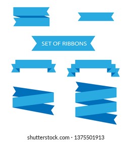 Big set of ribbons colored in blue