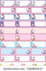 Big Set of Romantic and Cute Vector Cards, Notes, Stickers, Labels, Tags with Spring Illustrations and Wishes. Template for Greeting Scrap booking, Congratulations, Invitations. Vertical Card Design