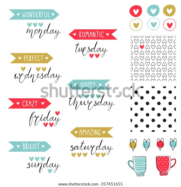 big set romantic vector elements cards stock vector royalty free 357451655