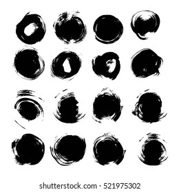 Big set of round abstract backgrounds smears vector objects isolated on a white 