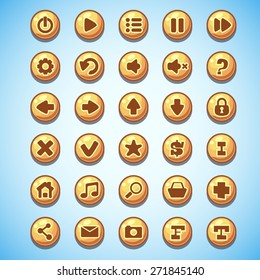Big set of round buttons cartoon computer game Wild West