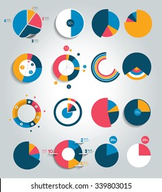 Big set of round, circle chart, graph. Simply color editable. Infographics elements.