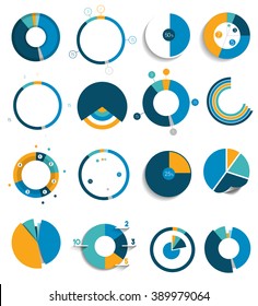 Big set of round, circle chart, graph. Simply color editable. Infographics elements.