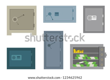 Big set of safes bank secure vector illustration