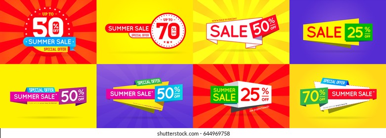 Big Set of Sale Sign Banner Poster ready for Web and Print. Vector.