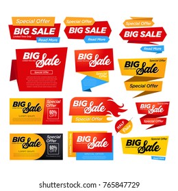 Big Set of Sale Sign Banner Poster ready for Web and Print. Vector. Eps 10