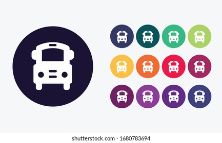  Big set of school bus icon isolated on white background. 