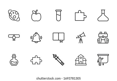 Big set of school line icons. Vector illustration isolated on a white background. Premium quality symbols. Stroke vector icons for concept or web graphics. Simple thin line signs. 