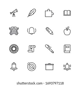 Big set of school line icons. Vector illustration isolated on a white background. Premium quality symbols. Stroke vector icons for concept or web graphics. Simple thin line signs. 