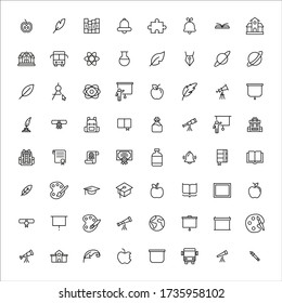 Big set of school line icons. Vector illustration isolated on a white background. Premium quality symbols. Stroke vector icons for concept or web graphics. Simple thin line signs. 