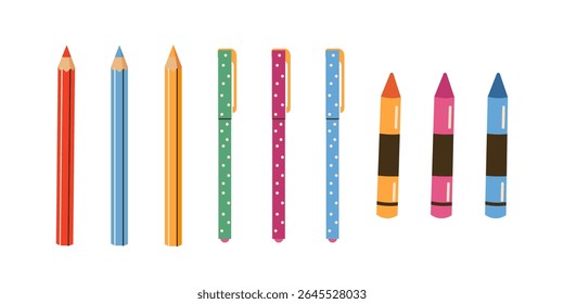 Big set of school supplies and education . Back to school. Backpack, books, globe, pencil box, paints, ruler, pen, pencil. Suitable for prints, cards, paper crafts, scrapbooking.