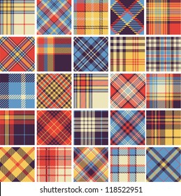 Big set of seamless tartan patterns