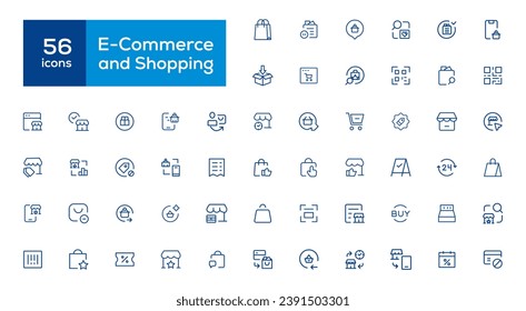Big Set of Shopping icons. E-commerce icon collection. Online shopping thin line icons