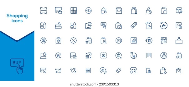 Big Set of Shopping icons. E-commerce icon collection. Online shopping thin line icons
