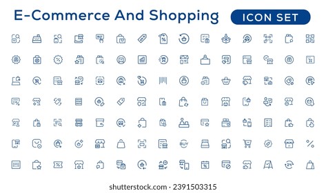 Big Set of Shopping icons. E-commerce icon collection. Online shopping thin line icons
