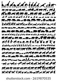 The big set silhouettes of mammals.

