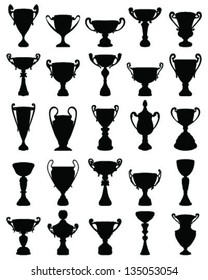 Big set of silhouettes of trophies-vector