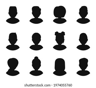 Big set of silhouettes user avatar. Male and female silhouettes. Unknown or anonymous person. People avatar profile icons. Flat style. Vector illustration