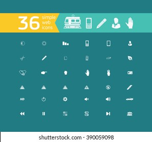 Big set of simple monochrome icons on various subjects: media, communication, people, gestures, travel, computer. The collection of high quality icons for working with Web graphics.