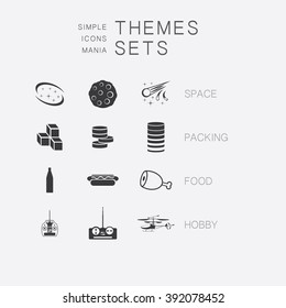 Big set of simple monochrome icons on various subjects: space, packaging, food, hobby.
The collection of high quality icons for working with Web graphics.