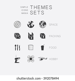 Big set of simple monochrome icons on various subjects: space, packaging, food, hobby.
The collection of high quality icons for working with Web graphics.