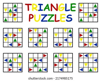 Juego grande con simple juego sudoku con triángulos sin números ilustración vectorial