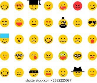 Big set smiles faces. Collection smile icon vector symbol. Smiley face cartoon character.