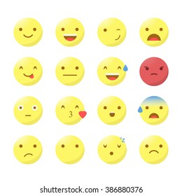 Big set of smiley faces with different emotions. Avatar, Emoji, smile. Vector illustration