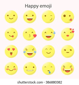 Big set of smiley faces with different emotions. Avatar, Emoji, smile. Vector illustration