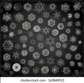 Big Set Snowflakes  Chalkboard texture  Chalk Design 