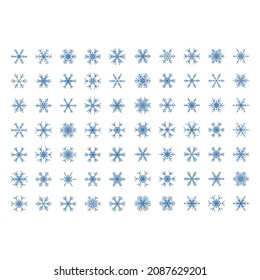 Big set of snowflakes for winter design, happy new year, winter snow collection vector illustration. 