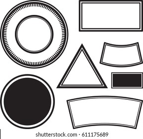 Big set of solid templates for rubber stamps. Vector illustration.