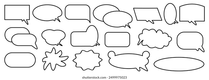 Big set of speech bubble, chat bubble line art, simple line, balloon line. For text conversation, massage, chat, and comic.