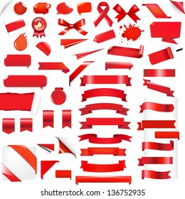 Big Set Speech Bubble Labels And Ribbons With Gradient Mesh, Vector Illustration