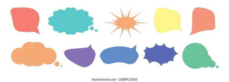 Big set of speech bubbles. Collection of colorful speech balloon, chat bubble or dialog boxes on white background. Different Speech bubbles for talk, dialogue, decoration. Vector illustration
