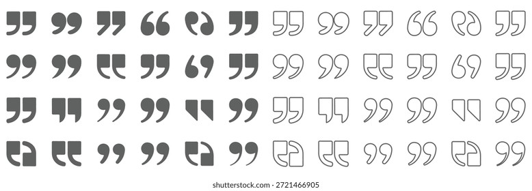 Big set of speech bubbles. Collection of colorful speech balloon, chat bubble or dialog boxes on white background. Quote Mark icons in trendy flat style. Icon design, logo, app, UI. Vector illustration