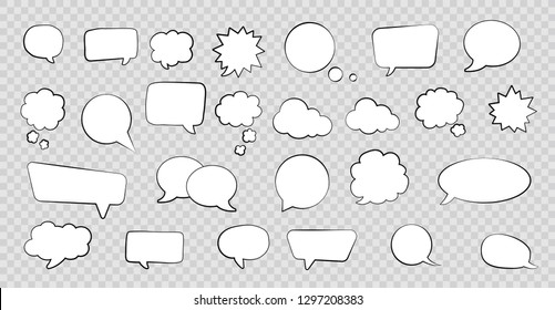 Big set of speech bubbles. Retro empty comic bubbles. Stickers. Vector illustration