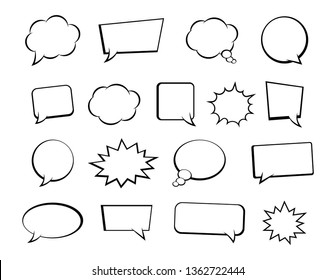 Big set of speech bubbles. Retro empty comic bubbles. Stickers. Vector illustration