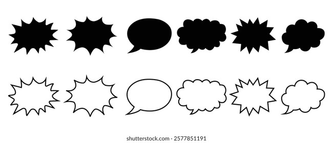 Big set of speech bubbles. Talking, speaking, chatting, screaming, laughing, thinking, and dreaming bubbles.