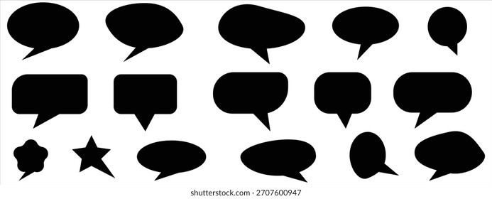 Grande conjunto de bolhas de fala, Coleção de conceito de comunicação de balão de fala colorido, Falar texto bolha, conjunto vetorial de bolhas de mensagem plana mostrar bolha de bate-papo ou caixas de diálogo no fundo branco.	