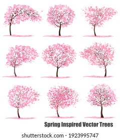 Big Set of Spring Inspired Vector Trees.