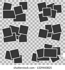 Big Set Of Square Vector Photo Frames Stack. Vertical And Horizontal Template Photo Design