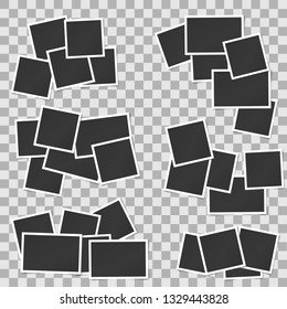 Big Set Of Square Vector Photo Frames Stack. Vertical And Horizontal Template Photo Design