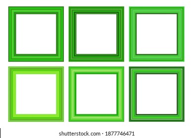 Big set of squared color vintage wooden frame for your design. Vintage cover. Place for text. Vintage antique green modern rectangular frames. Template vector illustration.