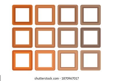 Big set of squared golden vintage wooden frame for your design. Vintage cover. Place for text. Vintage antique gold beautiful rectangular frames. Template vector illustration.