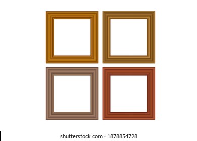 Big set of squared golden vintage wooden frame for your design. Vintage cover. Place for text. Vintage antique gold beautiful rectangular frames. Template vector illustration.