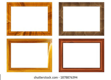 Big set of squared golden vintage wooden frame for your design. Vintage cover. Place for text. Vintage antique gold beautiful rectangular frames. Template vector illustration.