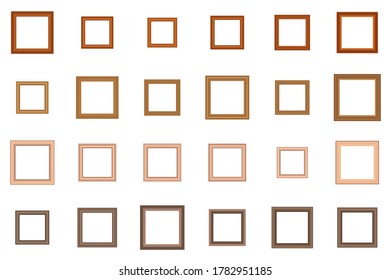 Big set of squared vintage gold frame for your design. Vintage cover. Place for text. Vintage antique beautiful rectangular frames. Template vector illustration.