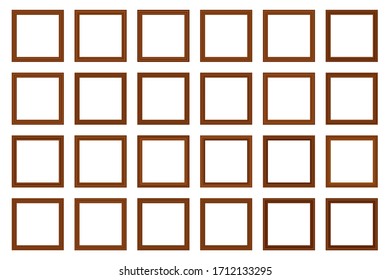 Big set of squared vintage wooden frame for your design. Vintage cover. Place for text. Vintage antique beautiful rectangular frames. Template vector illustration.